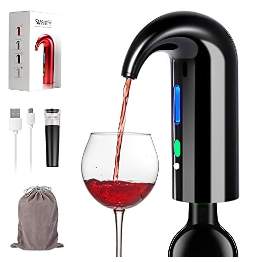 Electric Wine Aerator, Electric Wine Pourer and Wine Dispenser Pump, Multi-Smart Automatic Filter Wine Dispenser with USB Rechargeable for Travel, Home and Bar(Black)
