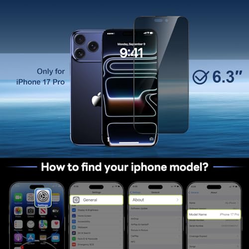 Thomo Privacy Screen Protector for iPhone 17 Pro 2 Pack, [25° Anti Spy] [Top 9H Tempered Glass] [15FT Military Grade Shatterproof] Full Edge Coverage, Bubble Free, Easy Install Case Friendly by Thomo - Image 6