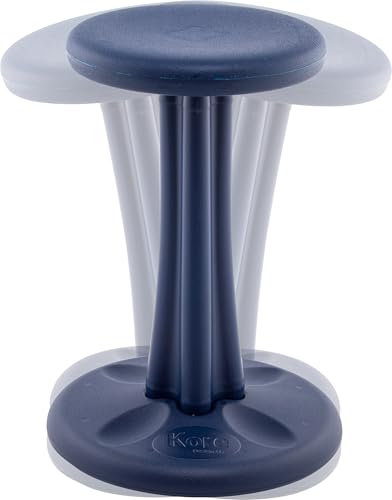 Image of Kore Pre-Teen Wobble Stool, Flexible Seating, Ages 10-11, 18.7in, Dark Blue | Wiggle chair for classroom and home boosts focus, improves posture, and provides an energy outlet; anti-tip base; Made in USA