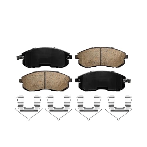 Image of Detroit Axle - 4 Lugs Front Brake Kit for 2000-2006 Nissan Sentra, 1993-2001 Altima, 1999-2002 Infiniti G20, Drilled and Slotted Brake Rotors w /Ceramic Brakes Pads: 11.02'' inch Rotors