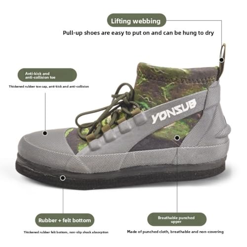 Felt Sole Wading Shoes for Men Fly Fishing Deck Boots Waterproof Lightweight Breathable Leather Wide Non slip Felt Bottom Quick Dry Warm Insole Casual Comfort Wear Mud Walking Hiking Sports Booties3