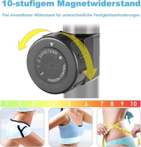 Heimtrainer mit 10-Stufen-Widerstand, leise und komfortabel, klappbarer Heimtrainer mit Monitor, verstellbarer Sitz – Bild 4