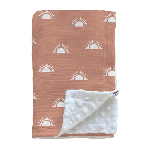 Image of Soarwg Kids Baby Blanket Unisex Newborn, Super Soft Nursery Minky Blankets with Muslin Cotton for Boys Girls, Toddler Baby Nursery Bed Blanket Shower Gifts, 30 x 40 Inch