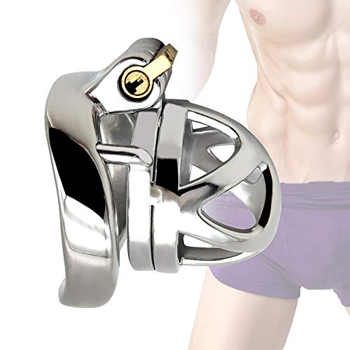 Tibemi貞操帯 男の娘用 贞操锁 短い貞操体 男性 極小 貞操具 メンズ フラット貞操帯 304ステンレス 貞操ロック アダルトグッズ Sm 拘束 束縛具(45mm) - 画像3