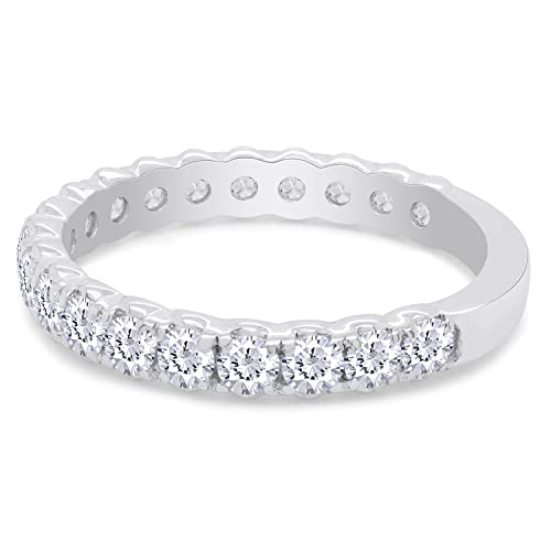 SAVEARTH DIAMONDS Round Cut Lab Created Moissanite Diamond Eternity Stackable Engagement Ring In 14K Gold Over Sterling Silver Jewelry For Women (VVS1 Clarity, 1.00 Cttw)4