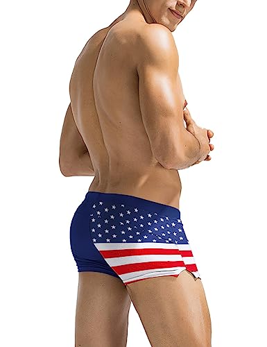 image for COOFANDY Mens Swim Briefs Square Cut Swim Trunk Swimming Short America