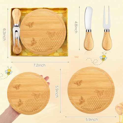 Set tabla de cortar redonda de madera estilo panal miniatura 2