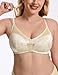 Wingslove Women's Full Coverage Wireless Bra Non Padded Comfort Minimizer Bras Plus Size Floral Pattern Support (Light Nude,40DDD)