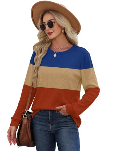 OFEEFAN Oversized Sweater for Women Winter Tunic Tops Long Sleeve Maternity Clothing Color Block 05 2XL — view 4