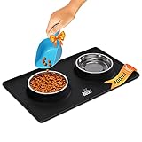 Damit’s sauber bleibt: Silikon-Napfunterlage für Katzen- und Hundenäpfe, Edelstahlschüsseln, Fressnapf, Futternapf, Katzenzubehör Hundezubehör Schwarz