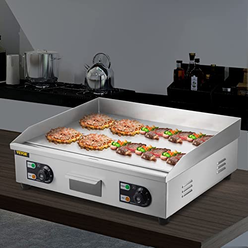 VBENLEM 29" Commercial Electric Griddle 110V 3000W Electric Countertop Griddle Non-Stick Restaurant Teppanyaki Flat Top Grill Stainless Steel Adjustable Temperature Control 122°F-572°F (NO PLUG) by VBENLEM - Image 9