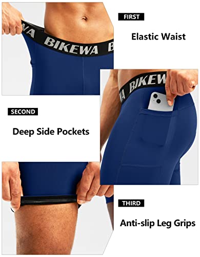 Men's 4D Padded Bike Shorts Cycling Underwear Mountain Biking Bicycle Mtb Road Riding Spinning Cycle Racing Biker Motorcycle Padding Underpants For Men Side Pockets(Blue,M) #TOP4