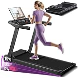 LONTEK Tapis de Course Pliable Inclinable 15%,Tapis de Marche Inclinable 12KM/H,Treadmill Home avec Moteur 3,0 CV et Affichage LED, Max 136KG