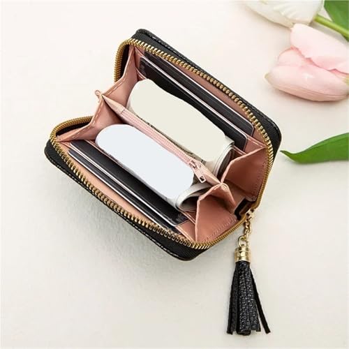 Tassel Women Wallet Female Purse PU Leather Short Mini Wallets Zipper Clutch Purse Female Small Wallet for Women for Change，Credit Card(Black)4