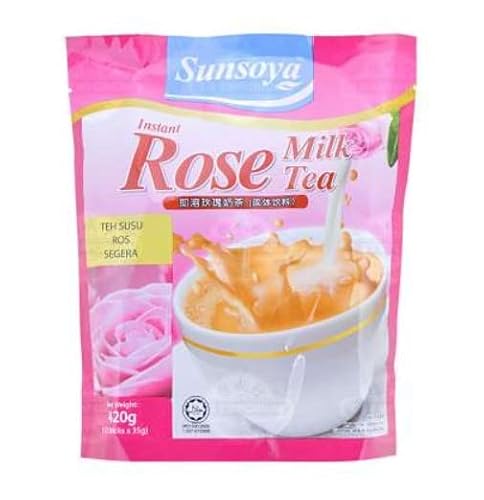Sunsoya Rose Milk Tea Instant Pre-mixes (35g x 12 sticks, 420g) - Enjoy Your Favorite Milk Tea Taste at Home