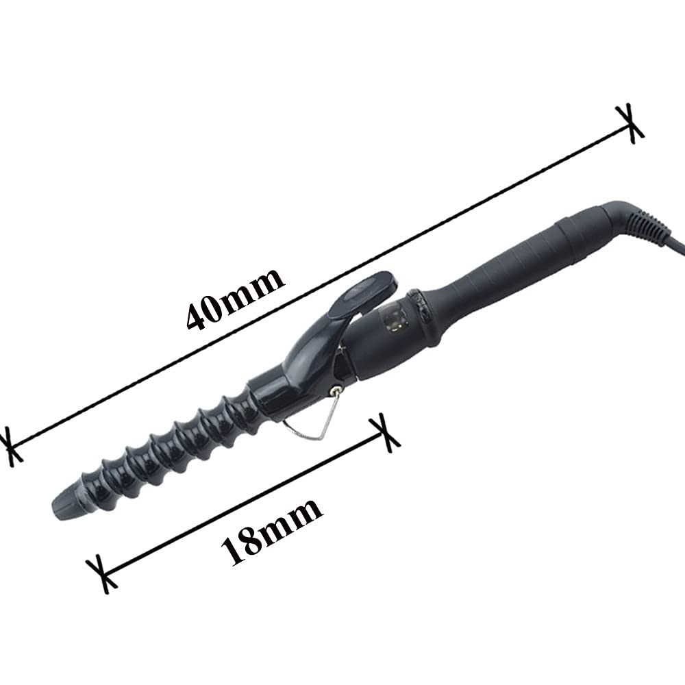 Spiral Curling Iron 1 inch Hair Curler, Spiral Curling Wand Tongs for Long/Medium Hair, LCD Display Hair Curler, Ceramic Beach Wave Curling Iron Dual Voltage