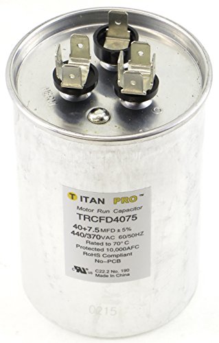TITAN PRO TRCFD4075 Dual Rated Motor Run Capacitor Round MFD 40/7.5 Volts 440/370