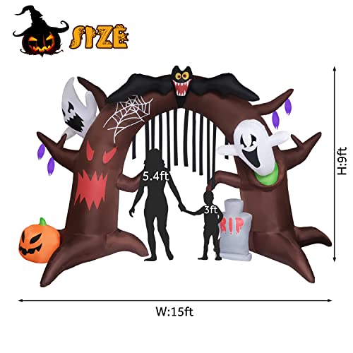15Ft Giant Halloween Inflatable Large Archway Arch Haunted Ghosts Pumpkin Tombstones Monster Led Lights Lighted Blowup Yard Decor Lawn Outdoor Holiday Decorations #TOP3