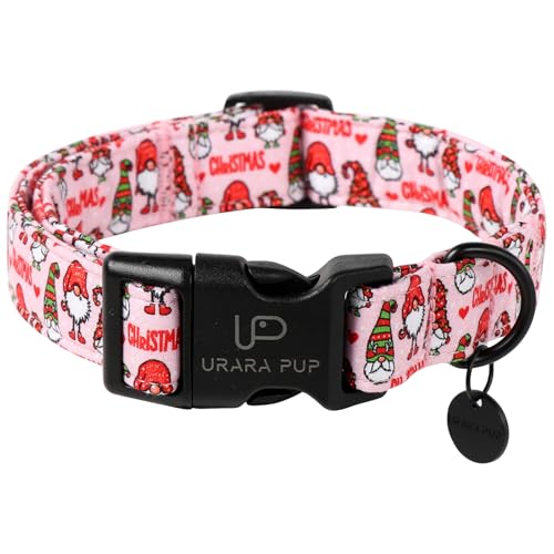 Image of Christmas Dog Collar, Cotton Pink Christmas Collar for Medium Girl Boy Dog, Comfortable Dogs Collars with Durable Buckle, Adorable Pet Collars, XS, Neck 8-12in
