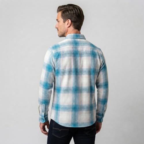 Image of DEEMOON Men's Cotton Blend Regular Fit Shirt | Full Sleeves Checkered Casual Button-Down Shirt for Men (Available in Plus Size)