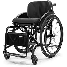 Sports Wheelchair - Lightweight Folding Transport Wheelchairs with Adjustable Footrest And Seat Height, Aluminum Alloy Sports Leisure Racing Chair,24" Rear WheelsSeat width 36cm/14.1in,Black