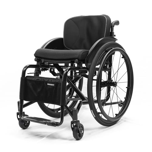 全地形対応超軽量スポーツ車椅子アルミ合金折りたたみ式車椅子ダブルブレーキ付き、自走式手動設計、