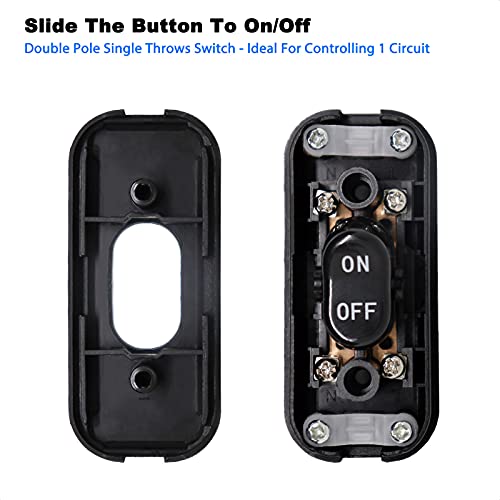 Aleoed Black Inline Cord Switch Ac 250V 6A On-Off Dpst Control Rocker Button Switch For Bedroom Table Lamp Bed Desk Light #TOP3