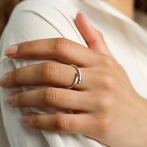 Bestyle Custom Mothers Ring 2 Birthstone Name Mother Daughter Son Birthstone Ring for Women Mom Personalized Mom Ring with Birthstone Women\'s Promise Ring, Great