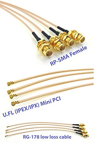 Pack Of 4 Rf U.fl(Ipex/Ipx) Mini Pci To Rp-Sma Female Pigtail Antenna Wi-Fi Coaxial Rg-178 Low Loss Cable (12 Inches (30 Cm)) #TOP2