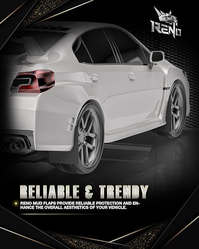 Image of RENO Subaru Mud Flaps, Mud Guards Sides Splash Guards Driver + Passenger Side Vehicle Sediment Protection Compatible with 2015-2021 Subaru WRX STI Sedan (Front + Rear, Set of 4)