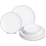HOMIP 50PCS Fancy Disposable Dinnerware Party Set, Elegant Plates Include 25Pcs Dinner Plate 10
