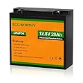 ECO-WORTHY 12V 20Ah LiFePO4 Lithium Battery, 4000+ Deep Cycle Rechargeable Battery with BMS for Trolling Motor, Mobility Scooter, Fish Finder, Kids Scooters, Power Wheels, Outdoor Camping