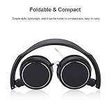 Tosuny Słuchawki nauszne, składany, przewodowy zestaw słuchawkowy Bluetooth, kompaktowe, stereo, dźwięk HiFi, słuchawki z regulowaną opaską na głowę