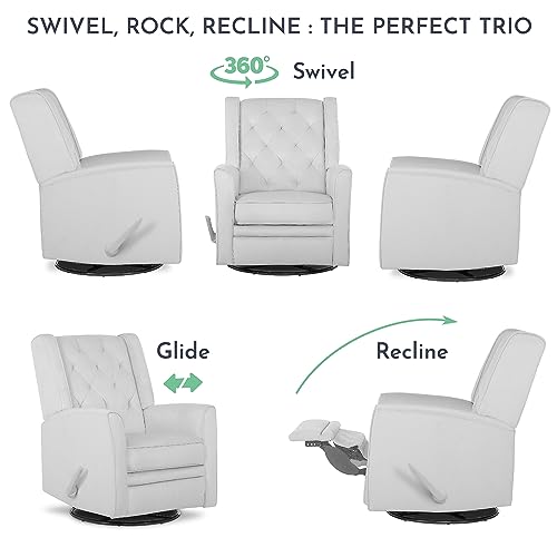 Evolur Linda Upholstered Plush Seating Swivel Glider, Rocker, Misty Grey #TOP5
