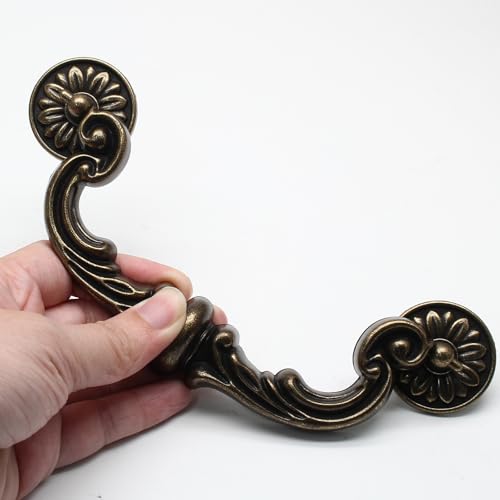 Uenhoy 8 Pack Vintage Drawer Pulls 6 Inch (150mm) Hole Center Drop Bail Cabinet Pulls, Bronze Bail Handle Drop Pull Handles for Cabinet Dresser Drawer by Uenhoy - Image 4