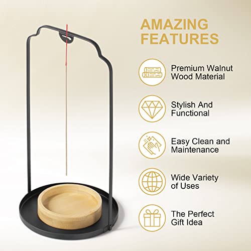 Incense Burner, Incense Holder For Sticks,Multi-Purpose Design Wooden Incense Burner With Adjustable Brass Incense Stick Holder For Home Decor Yoga Spa Madiation. #TOP3