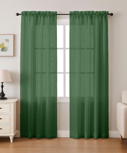 Vargottam Sheer Polyester Georgette Full-Length Curtain Panels 42" W x 84" L - Rod Pocket with 1.5" Frill, 2 Panels - Semi-Sheer Floor Curtains for Living Room, Bedroom, or Patio Doors