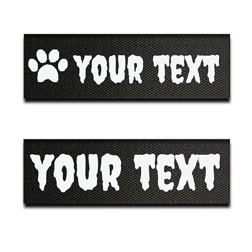 Lote de 2 Etiquetas Personalizables para Arnés Táctico – 2 Parches Autoadherentes Personalizados Compatibles con los Arneses RABBITGOO – Elige Tu Texto, Color, Tamaño y Tipografía (15x5 cm)