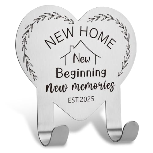 FOUGSTA New Home Gift for Couple, House Warming Gifts for Women, New House Gift for Wife, Stainless Steel Key Holder Hooks with Inspirational Quotes,3.14 * 3.14inch,XCX1