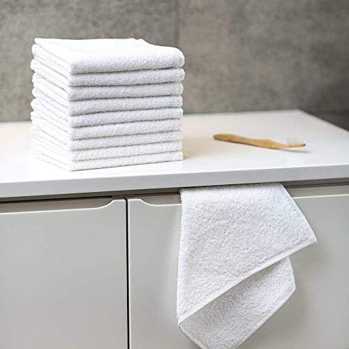 A & B TRADERS Pack of 12 Face Cloths Washcloths Extra Absorbent Cotton Luxury Plain Flannels 500 GSM 30 x 30 cm Gym Spa Sports White