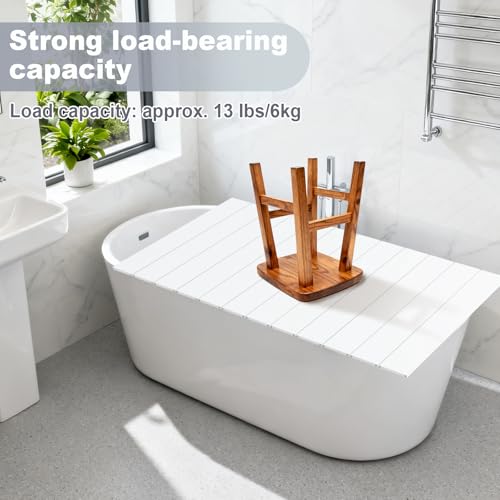 Badewannenabdeckung 170x75cm, Badewannenabdeckungen Belastbar 6kg, Faltbare Badewanne Abdeckung Wasserdicht Staubdicht Dämmplatte, Weiß