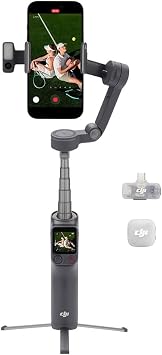 Osmo Mobile 8P + Mic Mini 2 Verici, iPhone ve Android için Gimbal Sabitleyici, Kablosuz Mikrofon, Zengin Detaylı Ses, DJI OsmoAudio, Aktif Gürültü Engelleme, 3 Eksenli Sabitleme, Telefon Gimbal