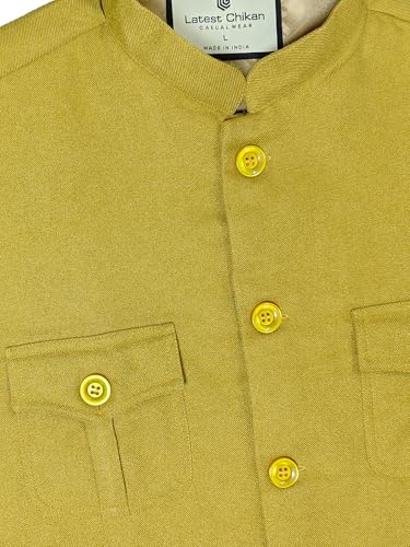 Image of LATEST CHIKAN Men's Nehru Jacket | Ethnic Waistcoat with Mandarin Collar | Premium Textured Fabric | Party, Wedding