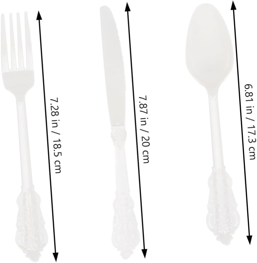 12pcs Gilding Disposable Cutlery Elegant Healthy Tableware for Parties Weddings and Gatherings Includes Knives Forks Spoons White Plastic Utensils