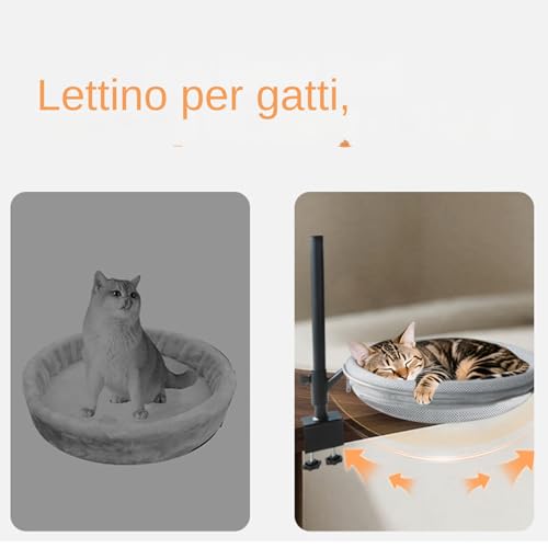 Katzen- Schreibtisch- Trespolo- Verstellbare Klammer am Katzenbett, hängende Lounge, haltbare Metallkonstruktion, weiche und gemütliche Kissenoberfläche | Ruhe auf dem com-3