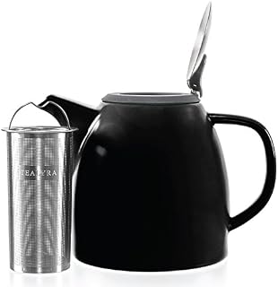 Tealyra - Drago Ceramic Teapot Black - 37oz (4-6 cups) - Large Stylish