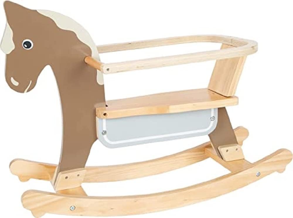Small Foot Rocking Horse with Seat Ring, Handles and Backrest Included, Natural Colours, Item 12291 Toy, Multi-Colour
