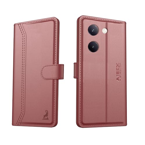 Image of AIBEX Compatible for Compatible for Vivo Y300 Plus 5G / Vivo Y200 Pro 5G Flip Cover Leather Finish | Inside TPU with Card Pockets | Wallet Stand | Complete Protection Flip Case -Brown