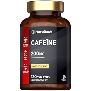 Cafeine Pillen 200mg | 120 Cafeïnetabletten | Veganistische | Hoge Dosering | Pre Workout Supplement | Caffeine Tablet | Horbaach