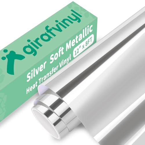 GIRAFVINYL Metallic Foil HTV Vinyl Silver HTV Iron On Vinyl for DIY...